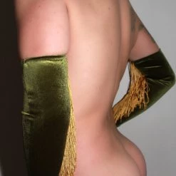 Kennie Mas Olive You Fringe Gloves New