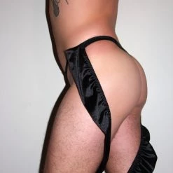 Kennie Mas Satin Ruffle Harness Thong New