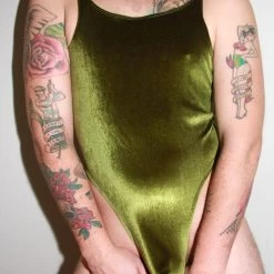 Kennie Mas Olive You Tie Bodysuit New