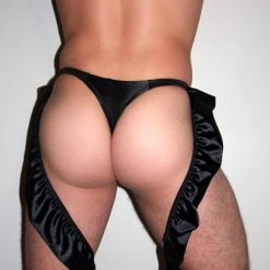 Kennie Mas Satin Ruffle Harness Thong New