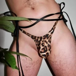 Kennie Mas Feisty Leopard Leather Tie Thong