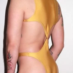 Kennie Mas Holy Gold Swim Bodysuit New