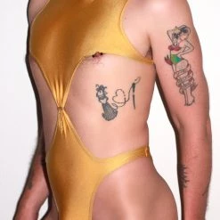 Kennie Mas Holy Gold Swim Bodysuit New