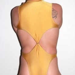 Kennie Mas Holy Gold Swim Bodysuit New
