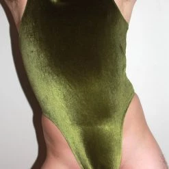 Kennie Mas Olive You Tie Bodysuit New